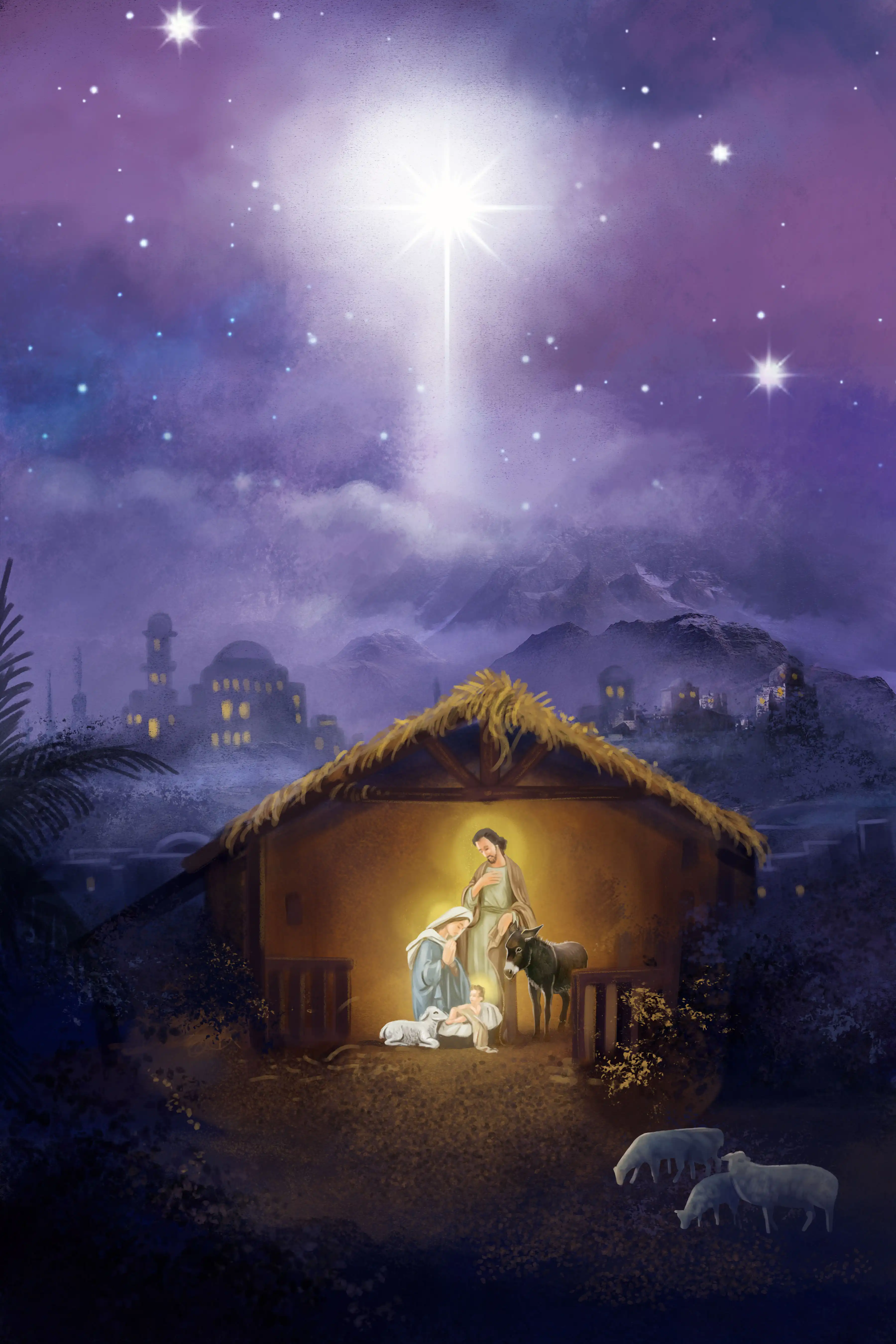 Mary Joseph Jesus Digital Greeting Card